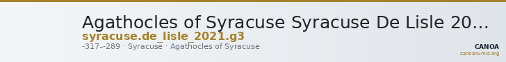 Agathocles of Syracuse Syracuse De Lisle 2021 G3 — CANOA