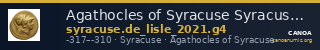 Agathocles of Syracuse Syracuse De Lisle 2021 G4 — CANOA