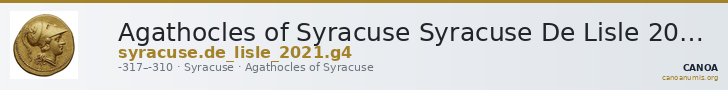 Agathocles of Syracuse Syracuse De Lisle 2021 G4 — CANOA