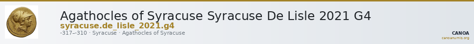 Agathocles of Syracuse Syracuse De Lisle 2021 G4 — CANOA
