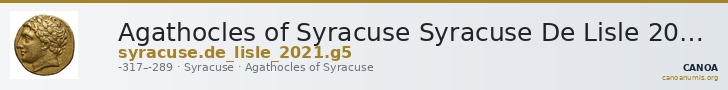 Agathocles of Syracuse Syracuse De Lisle 2021 G5 — CANOA