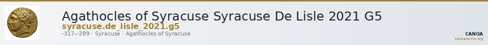 Agathocles of Syracuse Syracuse De Lisle 2021 G5 — CANOA