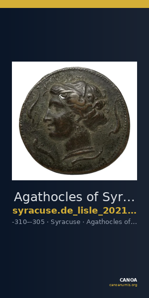 Agathocles of Syracuse Syracuse De Lisle 2021 S1 — CANOA
