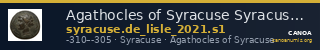Agathocles of Syracuse Syracuse De Lisle 2021 S1 — CANOA
