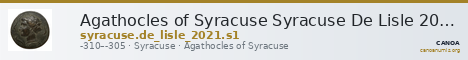 Agathocles of Syracuse Syracuse De Lisle 2021 S1 — CANOA