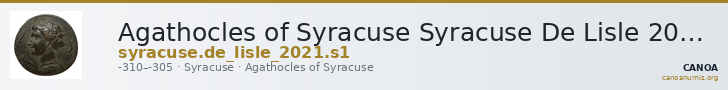 Agathocles of Syracuse Syracuse De Lisle 2021 S1 — CANOA
