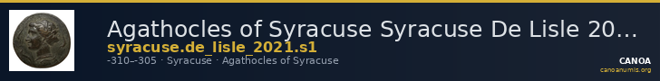Agathocles of Syracuse Syracuse De Lisle 2021 S1 — CANOA