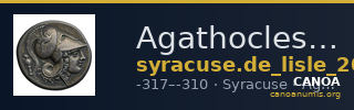 Agathocles of Syracuse Syracuse De Lisle 2021 S2 — CANOA