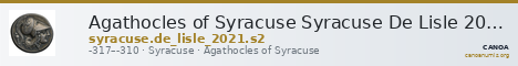 Agathocles of Syracuse Syracuse De Lisle 2021 S2 — CANOA