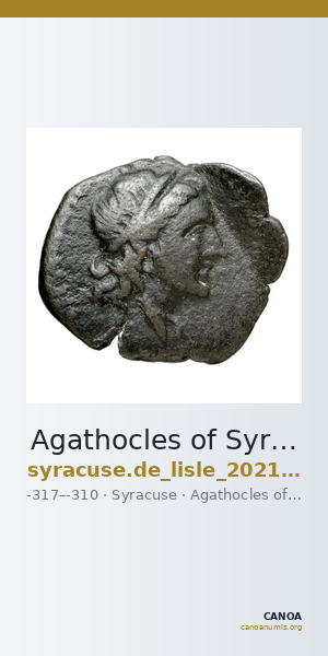 Agathocles of Syracuse Syracuse De Lisle 2021 S3 — CANOA