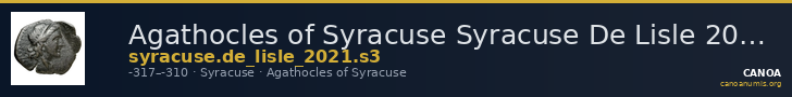 Agathocles of Syracuse Syracuse De Lisle 2021 S3 — CANOA