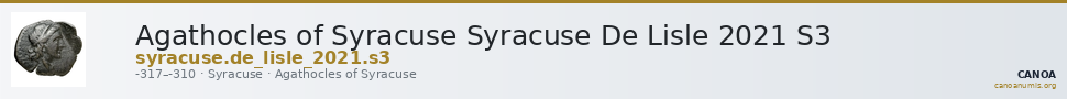 Agathocles of Syracuse Syracuse De Lisle 2021 S3 — CANOA
