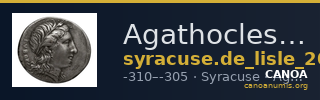 Agathocles of Syracuse Syracuse De Lisle 2021 S4 — CANOA