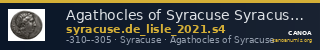 Agathocles of Syracuse Syracuse De Lisle 2021 S4 — CANOA