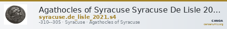 Agathocles of Syracuse Syracuse De Lisle 2021 S4 — CANOA