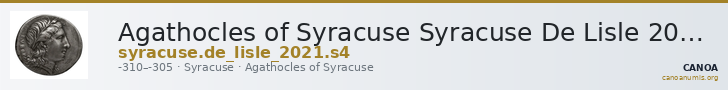Agathocles of Syracuse Syracuse De Lisle 2021 S4 — CANOA