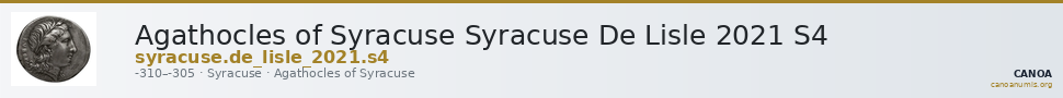 Agathocles of Syracuse Syracuse De Lisle 2021 S4 — CANOA