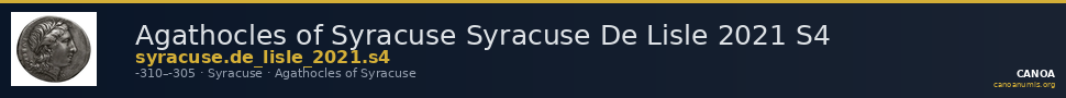 Agathocles of Syracuse Syracuse De Lisle 2021 S4 — CANOA