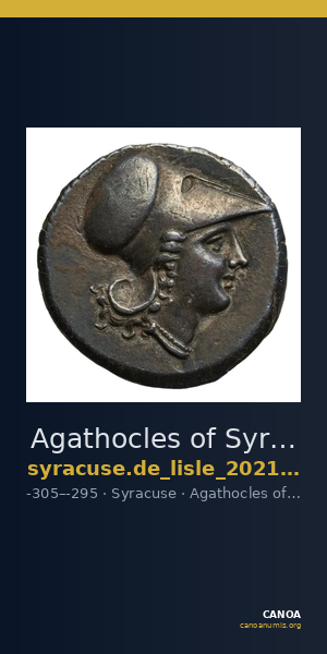 Agathocles of Syracuse Syracuse De Lisle 2021 S5 — CANOA