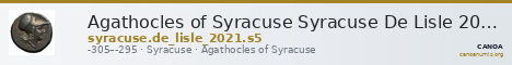 Agathocles of Syracuse Syracuse De Lisle 2021 S5 — CANOA