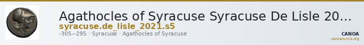 Agathocles of Syracuse Syracuse De Lisle 2021 S5 — CANOA