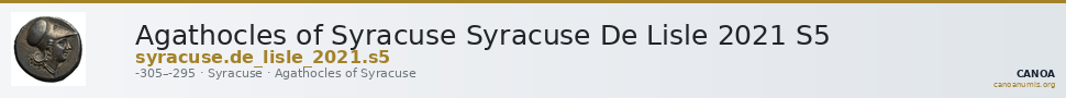 Agathocles of Syracuse Syracuse De Lisle 2021 S5 — CANOA