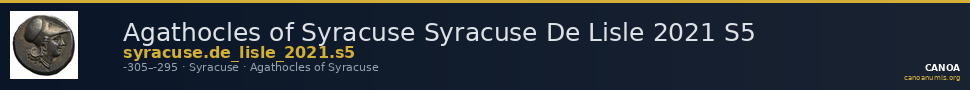 Agathocles of Syracuse Syracuse De Lisle 2021 S5 — CANOA