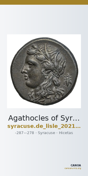Agathocles of Syracuse Syracuse De Lisle 2021 S6 — CANOA