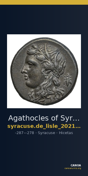 Agathocles of Syracuse Syracuse De Lisle 2021 S6 — CANOA