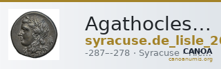 Agathocles of Syracuse Syracuse De Lisle 2021 S6 — CANOA