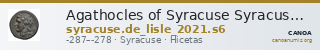 Agathocles of Syracuse Syracuse De Lisle 2021 S6 — CANOA