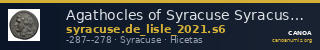 Agathocles of Syracuse Syracuse De Lisle 2021 S6 — CANOA