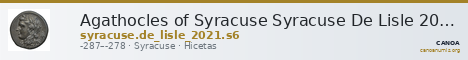 Agathocles of Syracuse Syracuse De Lisle 2021 S6 — CANOA
