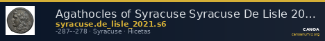 Agathocles of Syracuse Syracuse De Lisle 2021 S6 — CANOA