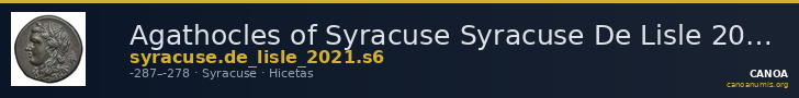 Agathocles of Syracuse Syracuse De Lisle 2021 S6 — CANOA