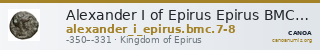 Alexander I of Epirus Epirus BMC Alexander of Epirus 7-8 — CANOA