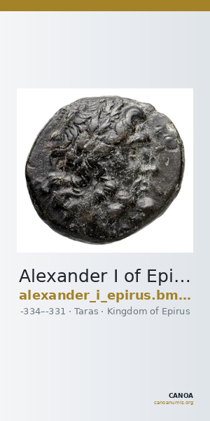 Alexander I of Epirus Taras BMC Alexander of Epirus 1 — CANOA