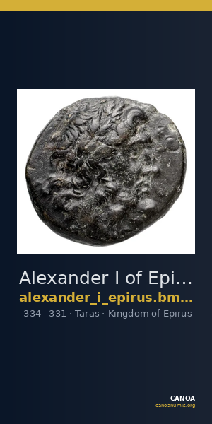 Alexander I of Epirus Taras BMC Alexander of Epirus 1 — CANOA
