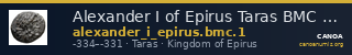 Alexander I of Epirus Taras BMC Alexander of Epirus 1 — CANOA