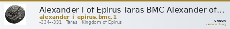 Alexander I of Epirus Taras BMC Alexander of Epirus 1 — CANOA