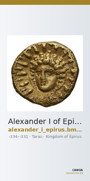 Alexander I of Epirus Taras BMC Alexander of Epirus 2 — CANOA