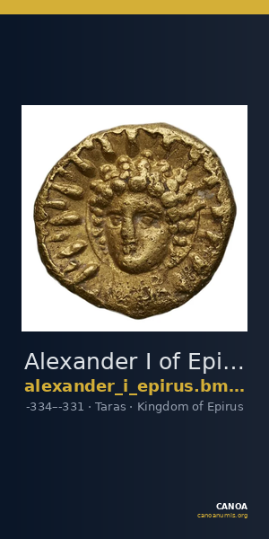 Alexander I of Epirus Taras BMC Alexander of Epirus 2 — CANOA