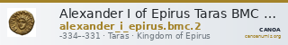 Alexander I of Epirus Taras BMC Alexander of Epirus 2 — CANOA