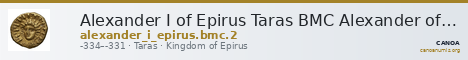 Alexander I of Epirus Taras BMC Alexander of Epirus 2 — CANOA
