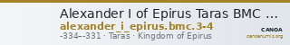 Alexander I of Epirus Taras BMC Alexander of Epirus 3-4 — CANOA