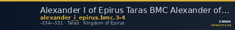 Alexander I of Epirus Taras BMC Alexander of Epirus 3-4 — CANOA