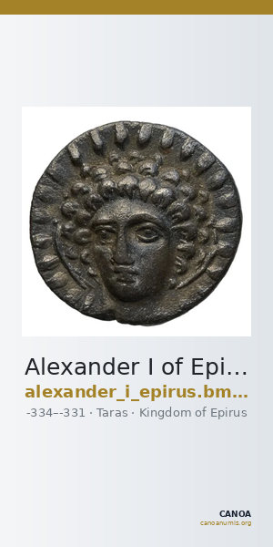 Alexander I of Epirus Taras BMC Alexander of Epirus 5-6 — CANOA