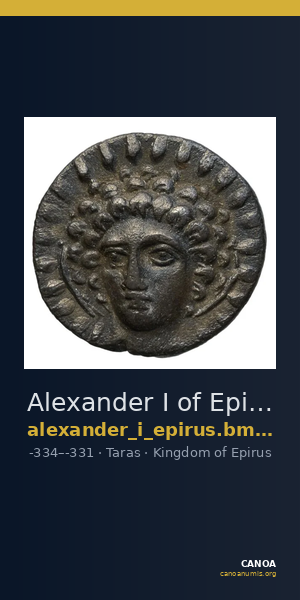 Alexander I of Epirus Taras BMC Alexander of Epirus 5-6 — CANOA