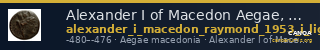 Alexander I of Macedon Aegae, Macedon Raymond 1953 Group I light tetrobols DD — CANOA