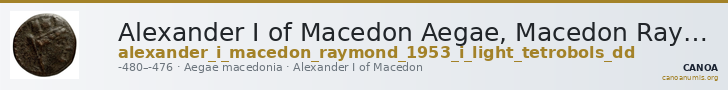 Alexander I of Macedon Aegae, Macedon Raymond 1953 Group I light tetrobols DD — CANOA